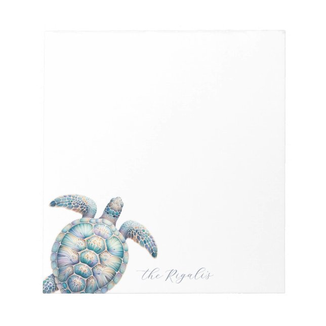Watercolor Sea Turtle Personalised Stationery Notepad (Front)