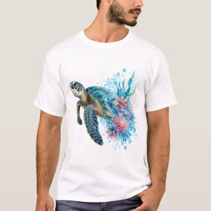Watercolor Sea Turtle PNG Ocean Coastal Design T-Shirt