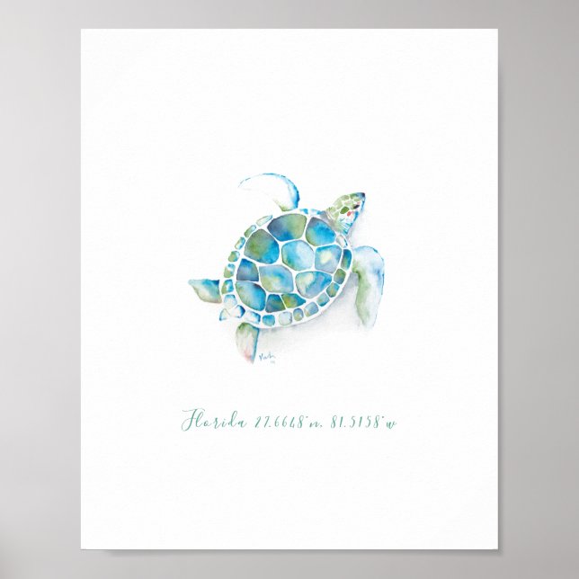 Watercolor Sea Turtle Poster (Front)