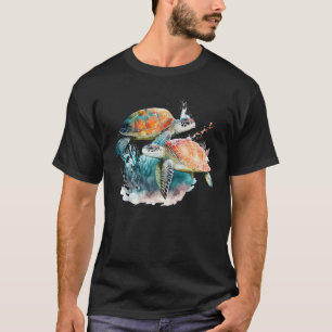 Watercolor Sea Turtle  Save The Turtles  Ocean Ani T-Shirt