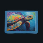 Watercolor Sea Turtle Trifold Wallet<br><div class="desc">Watercolor sea turtle swimming through the ocean,  original artwork by Nicole.</div>
