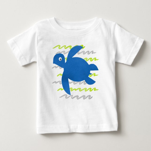 Watercolor Sea Turtle Waves Baby T-Shirt (Front)