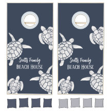 Watercolor Sea Turtles Navy Blue Personalised