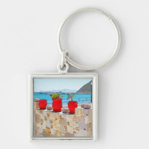 Watercolor sea view key ring