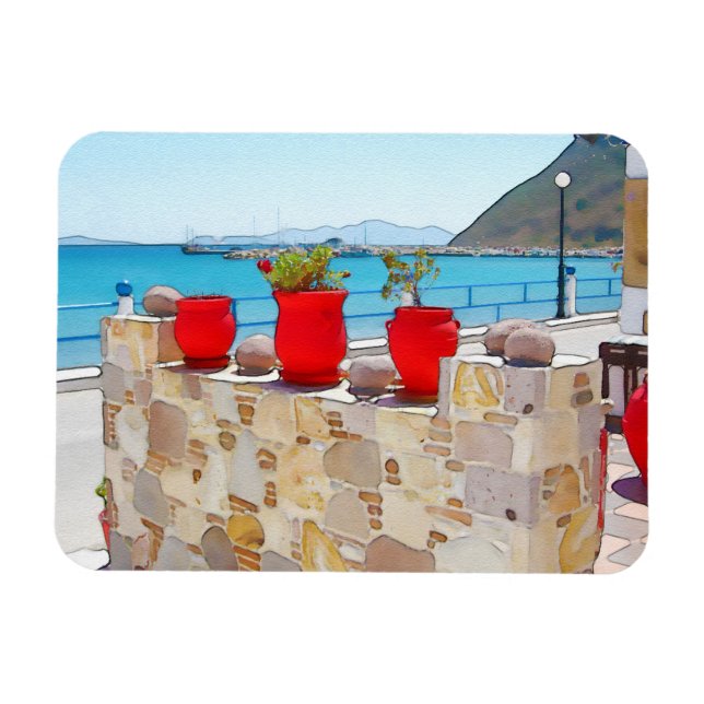 Watercolor sea view magnet (Horizontal)