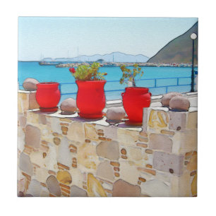 Watercolor sea view tile