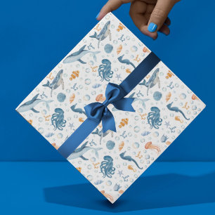 watercolor Sea You Soon Coastal Baby Shower Wrapping Paper Sheet