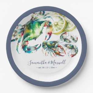 Watercolor Seafood Boil Paper Plate