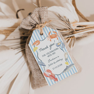 Watercolor Seafood Night Birthday Party Gift Tags