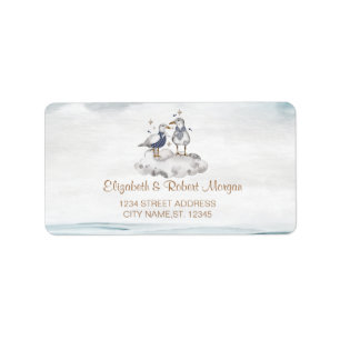 Watercolor Seagulls Beach Wedding  Label