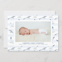 Watercolor Seagulls Stripes Pattern Photo Birth