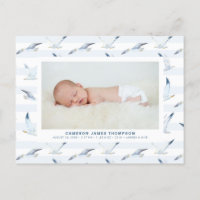 Watercolor Seagulls Stripes Pattern Photo Birth