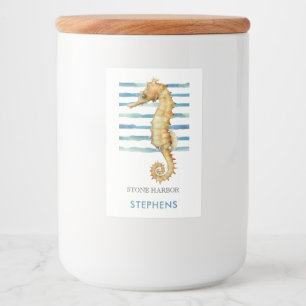 Watercolor Seahorse Beach Coastal Food Label