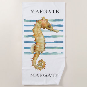 Watercolor Seahorse Beach Coastal MARGATE Towel