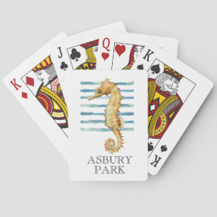 Watercolor Seahorse Beach Coastal Playing Cards