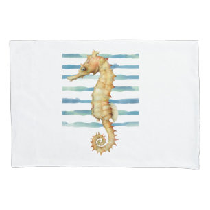 WATERCOLOR SEAHORSE, BEACH, PILLOWCASE