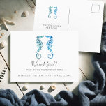 Watercolor Seahorse Change of Address Postcards<br><div class="desc">Let everyone know you’ve moved with this charming watercolor seahorse change of address postcard. Featuring delicate ocean blues and a hand-painted seahorse, this postcard brings a whimsical coastal touch to your moving announcement. Perfect for Florida relocations, beachside homes, or anyone inspired by sea life. Printed on premium postcard stock and...</div>