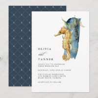 Watercolor Seahorse Coastal Theme Wedding