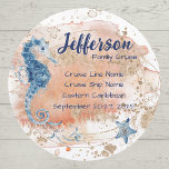 Watercolor Seahorse Cruise Door Decoration Car Magnet<br><div class="desc">Personalise this lovely watercolor seahorse with golden accents family cruise door stateroom marker for your ship cabin door. You'll be able to easily find your cabin and others in your family group cruise reunion's party too. Please note: Not all ship's doors are magnetic. We cannot guarantee your door will be...</div>