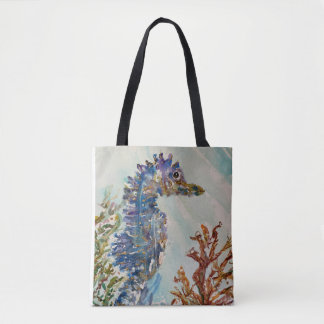 Watercolor Seahorse Double-sided Tote Bag