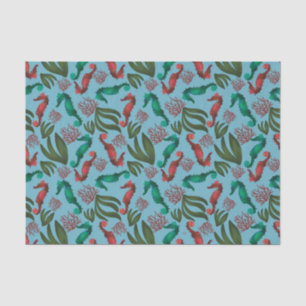 Watercolor Seahorse Nautical Pattern Tissue Paper