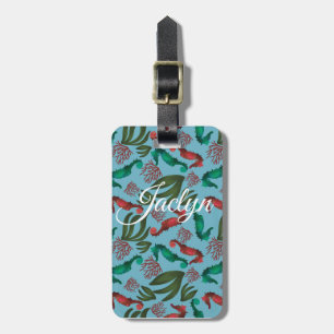 Watercolor Seahorse Nautical Personalised Luggage Tag