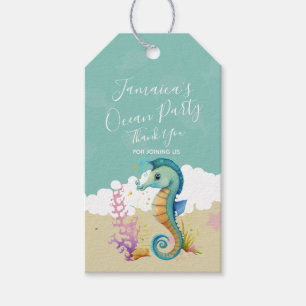 Watercolor Seahorse Ocean Birthday Thank You Gift Tags