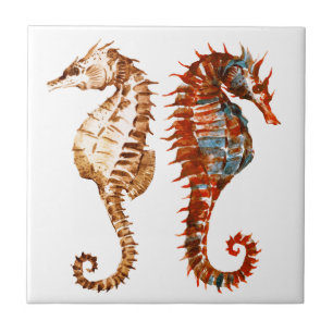 Watercolor Seahorse Pattern Tile