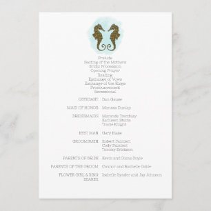 Watercolor Seahorse Wedding Program Programme