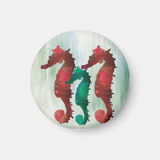 Watercolor Seahorses Nautical  Magnet (Front)