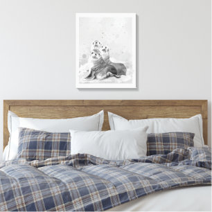 Watercolor Seal Family Sea Animal Nature Art Canvas Print