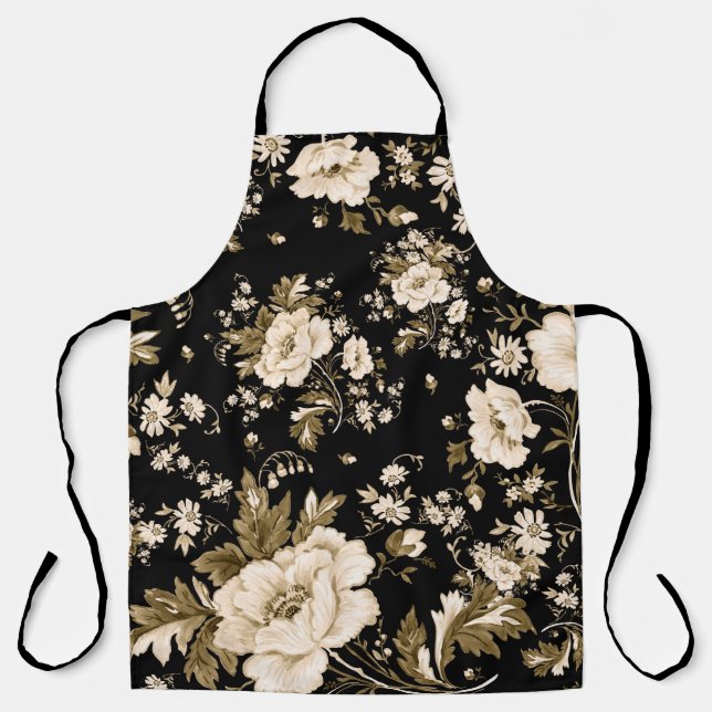 Watercolor seamless delicate flowers pattern with  apron (Front)