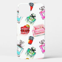 Watercolor seamless fashion glamor pattern on whi