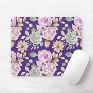 Watercolor Seamless Flowers Mouse Pad