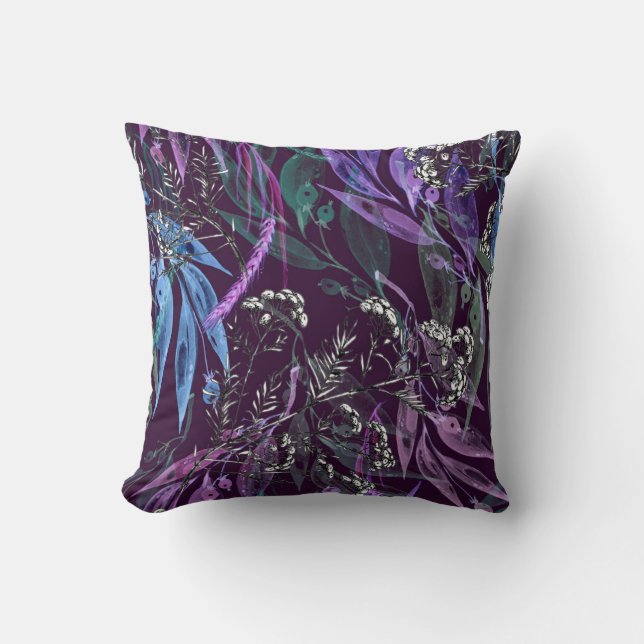 Watercolor seamless pattern. Branch with berry Wat Cushion (Front)