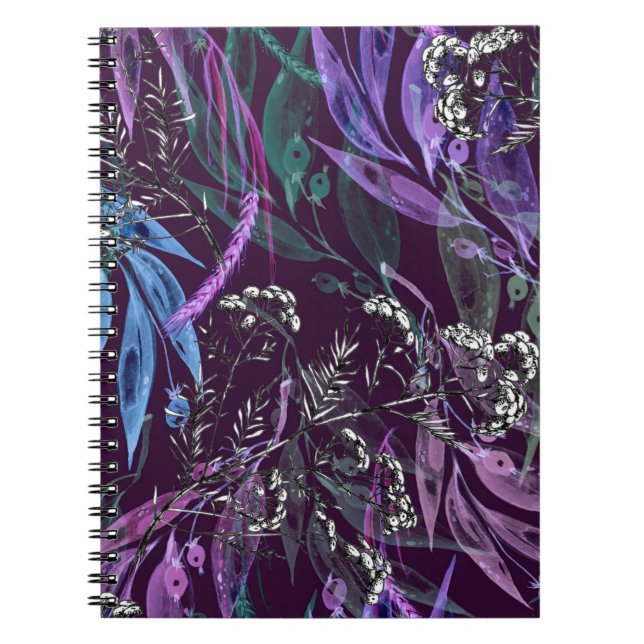 Watercolor seamless pattern. Branch with berry Wat Notebook (Front)