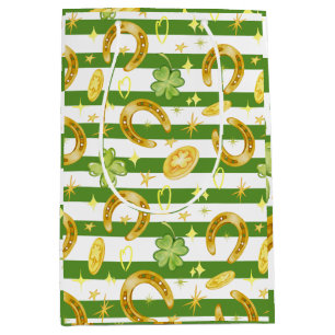 Watercolor Seamless Pattern Cute St Patricks Day  Medium Gift Bag