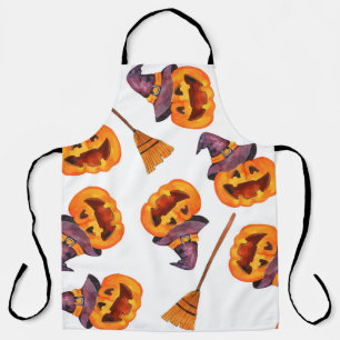 Watercolor seamless pattern happy halloween holida apron