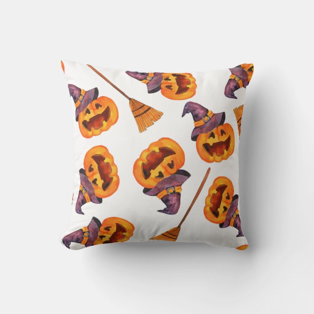 Watercolor seamless pattern happy halloween holida cushion (Front)