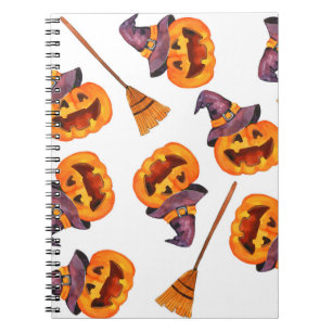 Watercolor seamless pattern happy halloween holida notebook