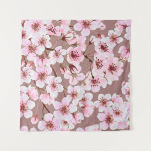 Watercolor seamless pattern made of cherry blossom tapestry