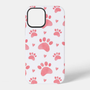 Watercolor seamless pattern of cat paws iPhone 12 case