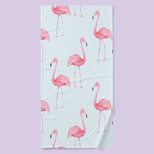 Watercolor seamless pattern of flamingo on pastel  bath towel