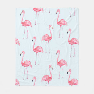 Watercolor seamless pattern of flamingo on pastel fleece blanket
