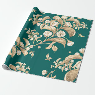 Watercolor seamless pattern of flowering branches, wrapping paper