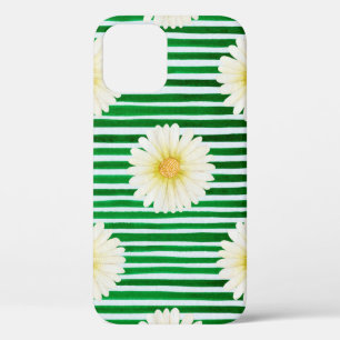 Watercolor seamless pattern of green stripes and c iPhone 12 case