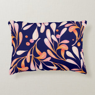 Watercolor seamless pattern. Rustic botanical dark Decorative Cushion