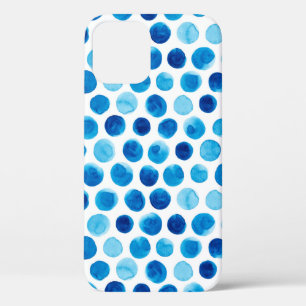 Watercolor seamless pattern with blue polka dots iPhone 12 case