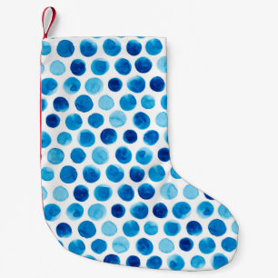 Watercolor seamless pattern with blue polka dots small christmas stocking
