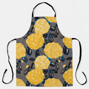Watercolor seamless pattern with camellia flowers. apron